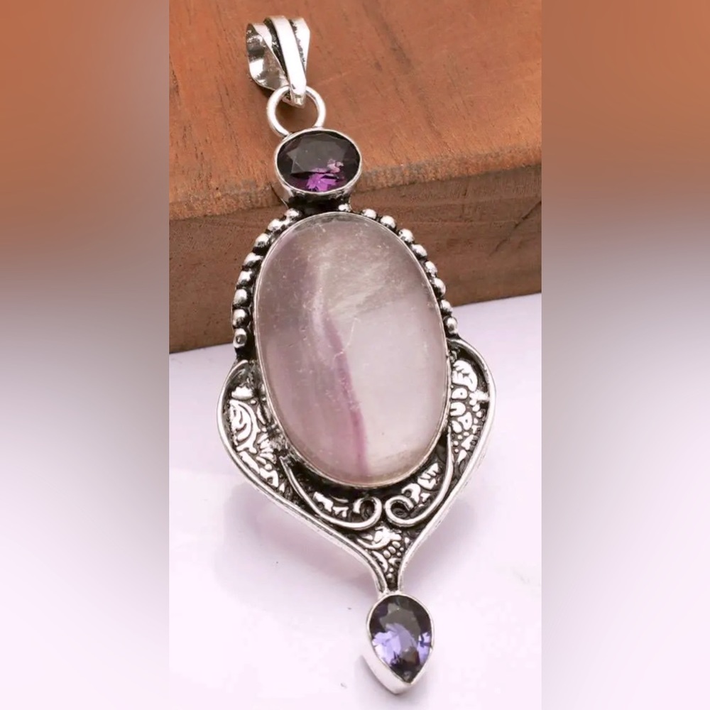 FLUORITE AMETHYST PENDANT - Picture 3 of 3